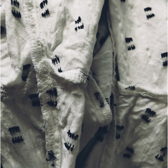 Liz Claiborne Top Women's PXL Poof Embroider Cotton White Black Popover Boho Hip - Picture 11 of 12